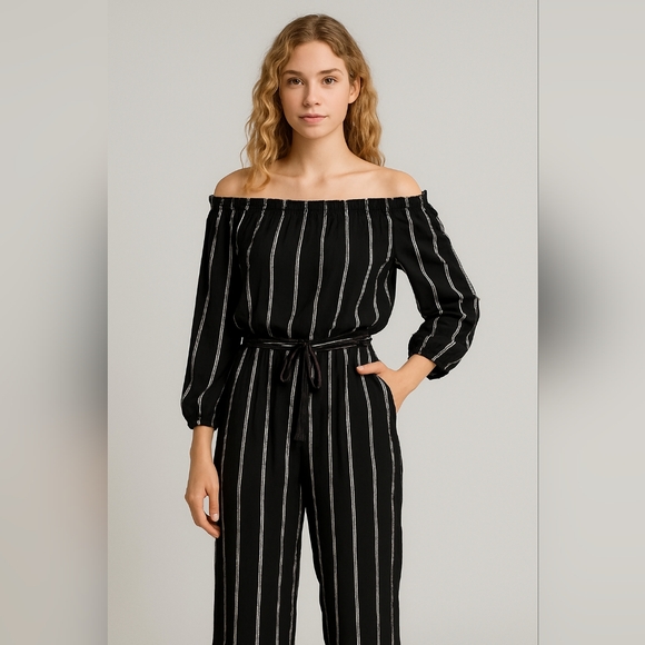 A.U.W. Pants - A.U.W. Womens Size 10 Stripes Jumpsuit Jumper Wide Leg Romper